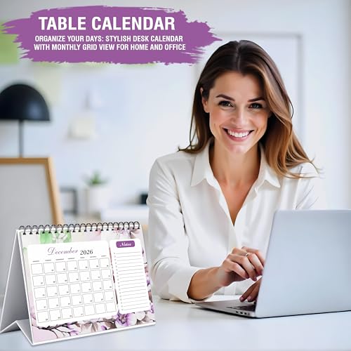 Image of Trueflair 2026 Floral Desk Calendar l 12 Months l Includes notes section l 170 gsm l Planning, Tracking & Scheduling l Black Wiro