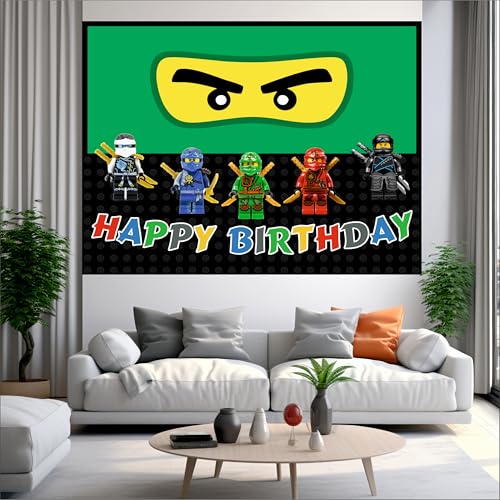 Image of Ninja Birthday Backdrop 5x4 Ft | Backdrops for Decoration | Birthday Decoration Backdrop | Banner for Kids Theme Party