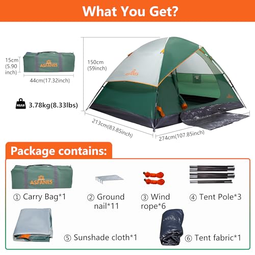 Asfanes 4 Person Waterproof Tents For Camping Easy Setup Outdoor Portable Backyard Camping Tents Suitable For Car Camping thumb #7