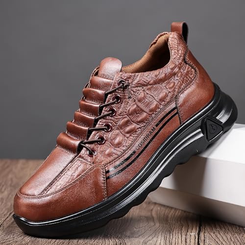 COSIDRAM Men's Casual Shoes Stylish Embossed Crocodile Print Sneakers Soft Walking Loafers3