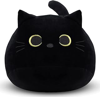 Yamepuia Black Cat Plush, 30CM Black Cat Stuffed Animal Toy, Cute Cat Plushies Pillow, Soft Plush Pillow Baby Plush Toys Cat Shape Design Sofa Pillow Decoration Doll
