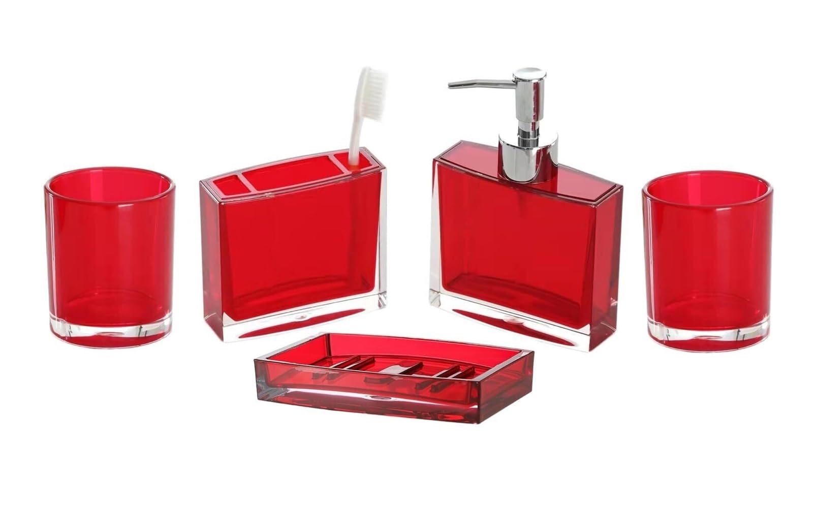 Set di accessori per il bagno Acrilico con dispenser di sapone, porta spazzolino, bicchiere, decorazione costiera (viola) Arredamento per gli affittuari(Red-5)