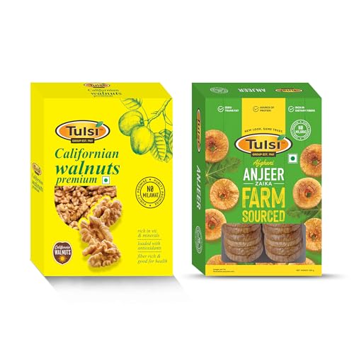 Tulsi California Walnut Kernels Premium 200g, Tulsi Anjeer Zaika 250g Combo Pack | Dry Fruits & Nuts Combo | Healthy Nutritious Snacks