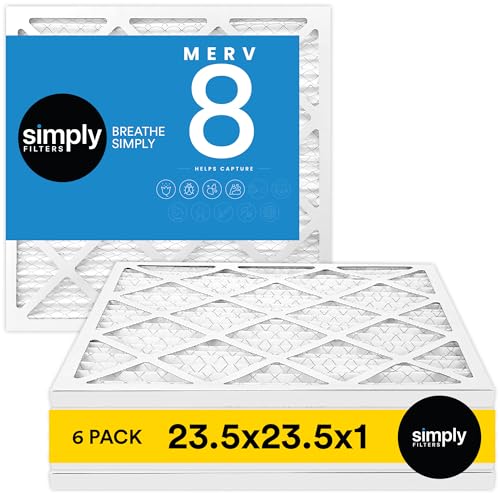 Simply 23.5x23.5x1 Air Filter, Merv 8, MPR 600, 6 Pack, Furnace Air Filter for HVAC (Actual Size: 23.25x23.25x0.75) DUST, Pet, & Allergy Control