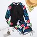 Generic 2024 Fashion Clearance Women Two Piece Rash Guard Long Sleeve Swimwear Uv UPF 50+ Bathing Suit Tropical Print Swim Shirt with Boyshort Bottom Women's Swimsui, Large, Black#01