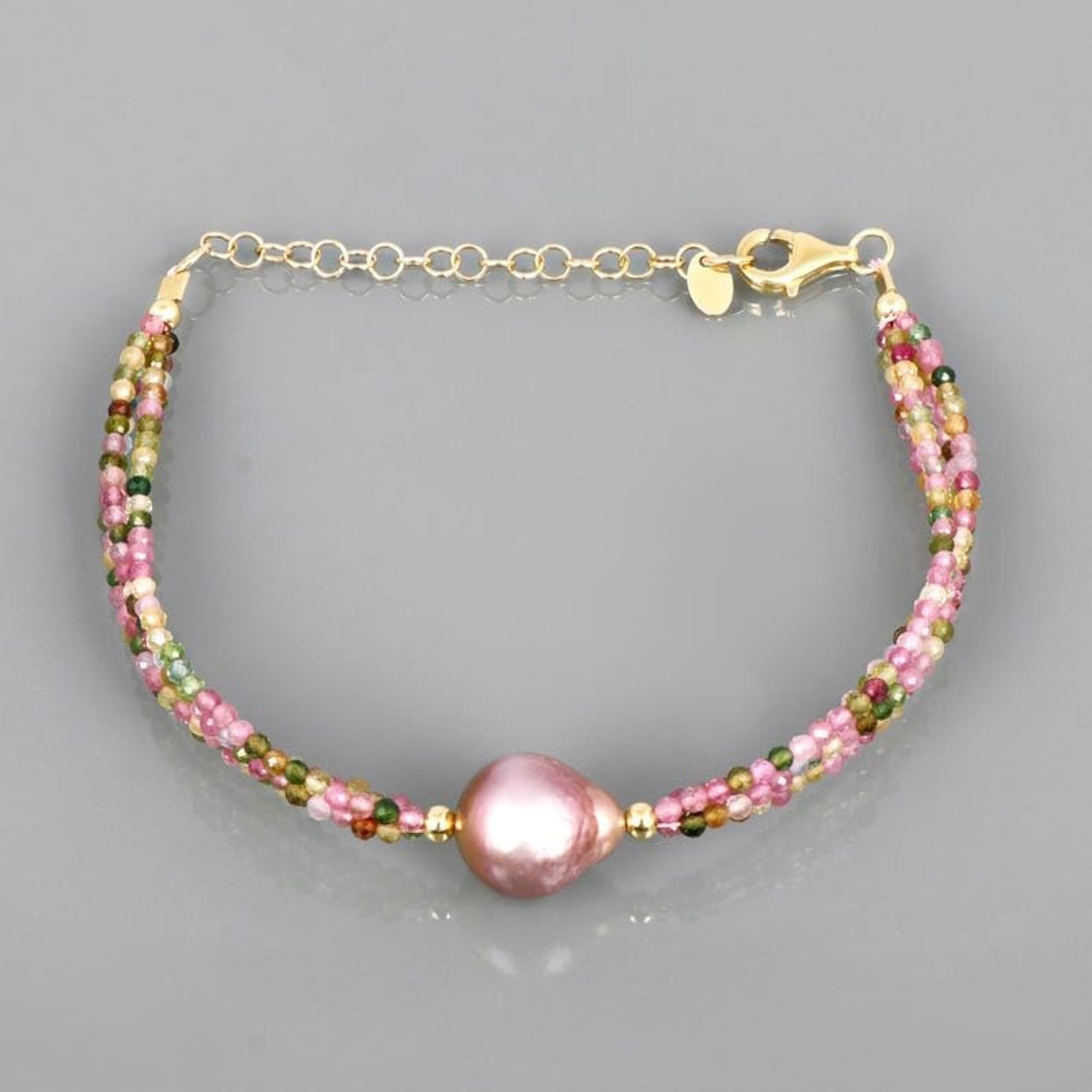 Multi Gemstone Rondelle Beaded Bracelet, Adjustable 7 Inch