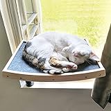 JOYO Cat Window Perch, Cat Hammock Window Seat with Strong Suction Cups Sturdy Heavy Cat Window Perch for Indoor Cats, Weightedup to 40lb, Safety, Space Saving, Easy to Assemble (Grey)