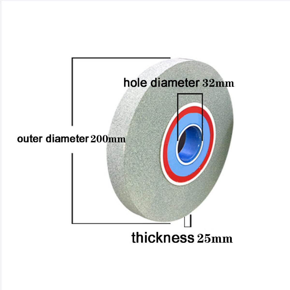 Meule pour Touret Carbure de Silicium Vert Meule,Diamètre Extérieur 200mm Diamètre du Trou 32mm Épais 25mm,60grit