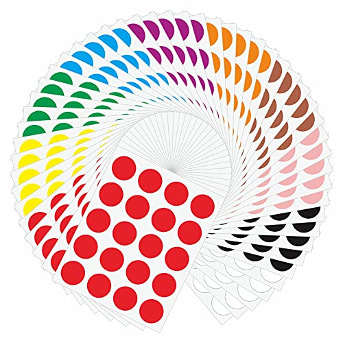 Hybsk カラーラベル 丸型 1000片入り 丸シール 20mm 50シート 10色ラベル 書類袋のオフィス用品オフィス用 シール 丸 (10色)