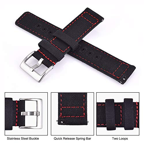 Image of Ritche Christmas Gift Canvas Vintage Quick Release Watch Band 18mm 20mm 22mm 24mm Replacement Watch Straps for Men Women, White Elephant Gifts, Stocking Stuffers for Men, Father's Day gifts