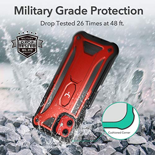 Youmaker Designed For Iphone 11 Case, Heavy Duty Protection Kickstand With Built-In Screen Protector Shockproof Cover For Iphone 11 6.1 Inch-Red/Bk #TOP1