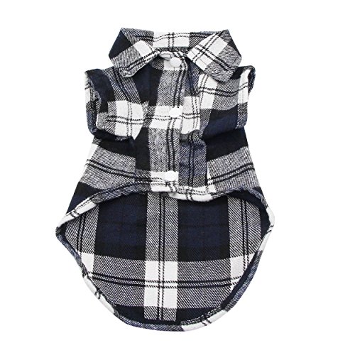 Pet Shirt Dog Plaid Shirt YAODHAOD Pet Shirt Polo Clothes T-Shirt, All Seasons British Style Plaid Dog Tee, Pet Basic Grid Apparel Soft Adorable Casual Cat Clothes (M, Black)