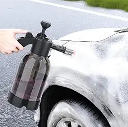 Pulverizador de Espuma 2L com Bomba Manual – 2 Bicos, Alta Pressão, Lavagem Automotiva e Jardinagem, Preto Semitransparente