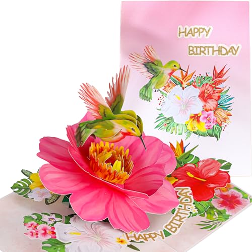 Hummingbird Pop Up Birthday Cards for Women, Beautiful Hummingbir...