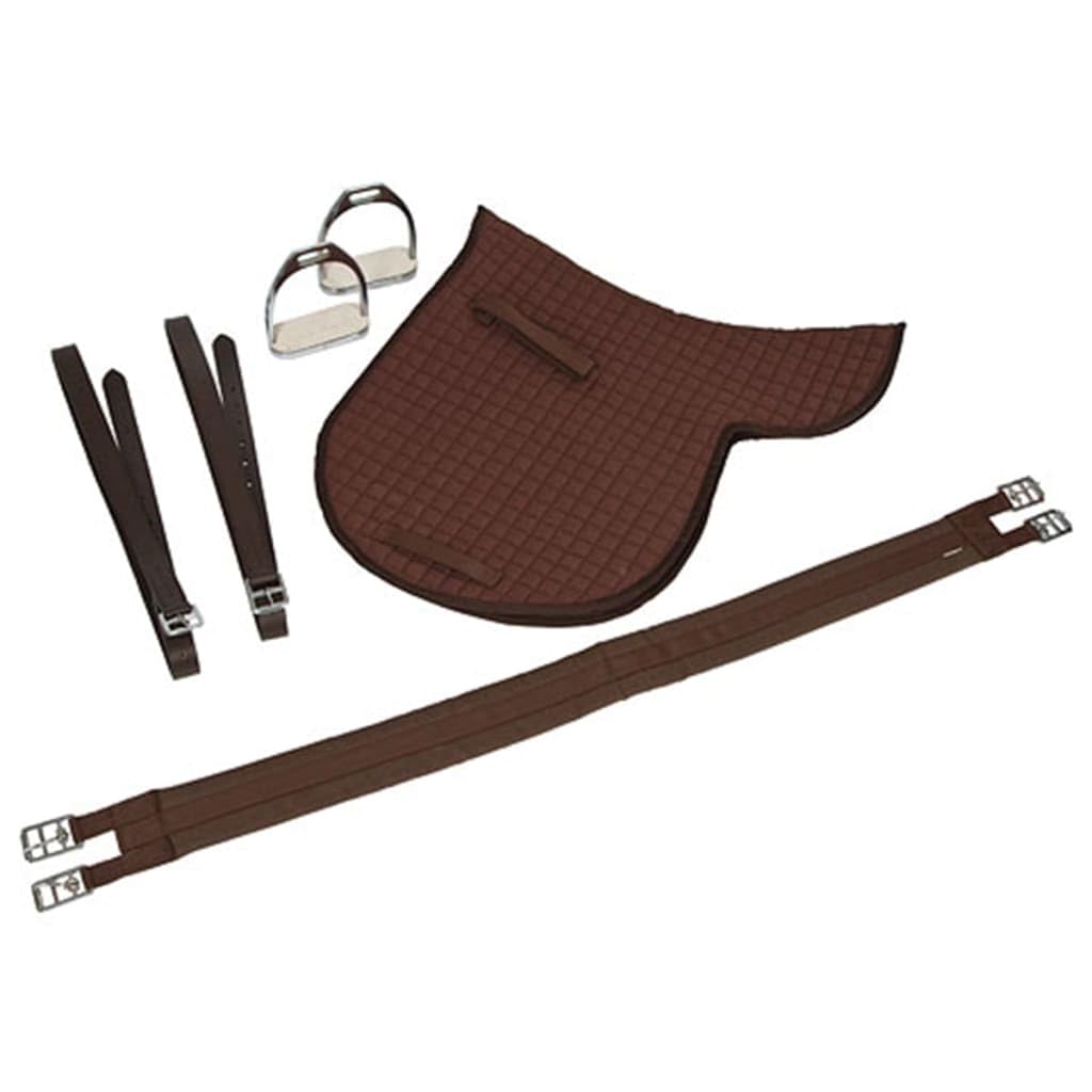 Hafl - Juego de sillín (incluye correas, manta, estribo), color marrón