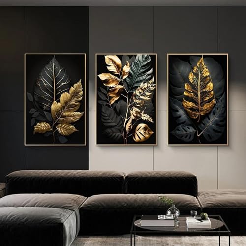 Art mural abstrait plantes pour habiller un grand mur de salon vide et moderne - 2