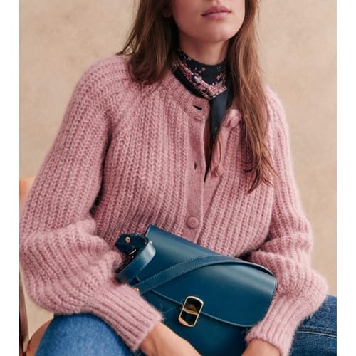Image of Hixiaohe Cardigan Sweater for Women Long Sleeve Button Y2K Chunky Knit Sweater Fall Casual Open Front Outwear Knitwear Coat