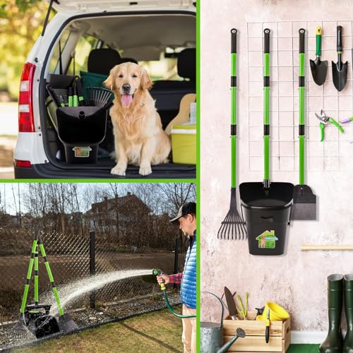 LANNEY Pooper Scooper - 38" Long Adjustable Metal Handle Dog Pooper Scooper Swivel Bin & Rake & Spade with 50 Bags Attachment, Portable Heavy Duty Dog Poop Scooper for Yard Dogs Large Medium Small - Image 6