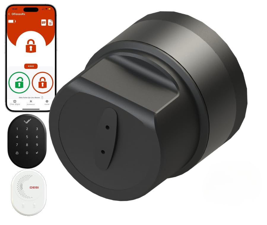 DESi Utopic RX AI-Powered Smart Lock Europrofile Cylinder Smart Bridge Google Home and Alexa Compatible Utopic RX Keypad