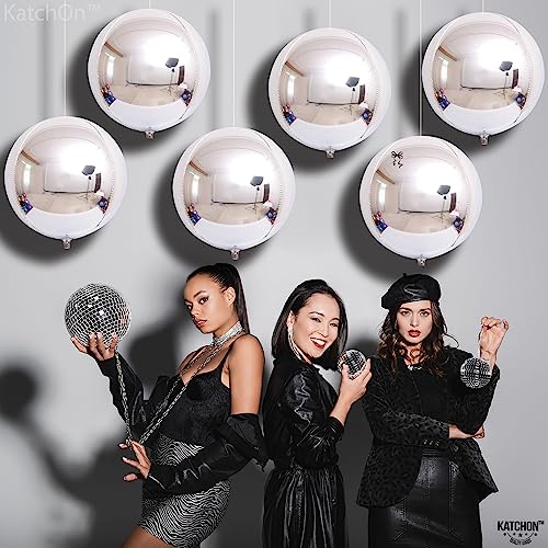 Image of KatchOn, Metallic Silver Balloons - Pack of 6 | Silver Foil Balloons for Birthday Decorations | 4D Shiny Chrome Balloon for Engagement, Bridal Shower, Graduation Decorations 2026