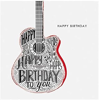 Contemporary Male Illustrated Birthday Card From the Birthday Collection by Museums & Galleries - Birthday Guitars by Jo Spicer - Greeting Card for Him (MG-OBH117)