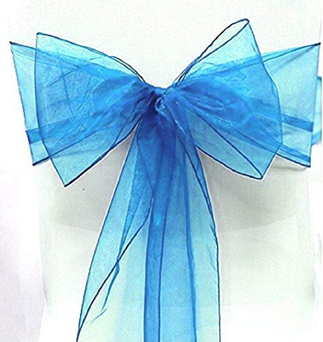 🔥 Cashback up to 70% SF New Pack of 100 Chair Decorative Organza Sashes Bow Designed for Wedding Events Banquet Home Kitchen Decoration - (100, Turquiose)