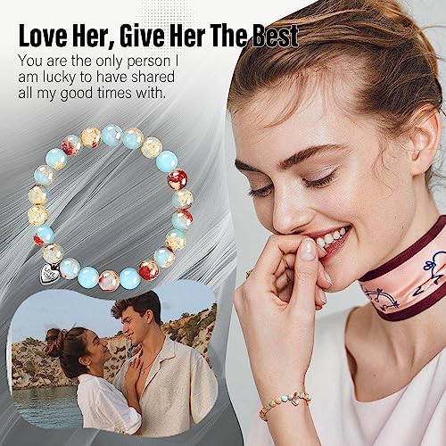Stocking Stuffers for Teens, Christmas Gifts for Mom from Daughter Beaded Bracelets for Women Teen Girl Gifts Adjustable Charm Link Bead Birthday Graduation Gift for Her Girlfriend Sister