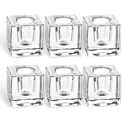Glass Candle Holder Set of 6 Taper Candle Holders for Candlesticks Clear Crystal Candle Stick Candle Holders for Table Centerpiece Square Candlestick Holders for Wedding Easter Christmas Thanksgiving Cover