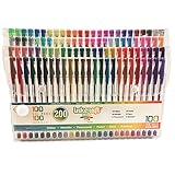 200 Piece Gel Pen Set - 100 Pens PLUS 100 Refills - Ideal for Adult Coloring Books and Kids Projects - Premium Quality Pens-Glitter, Metallic, Fluorescent, Pastel, Neon, Rainbow, Standard Colors