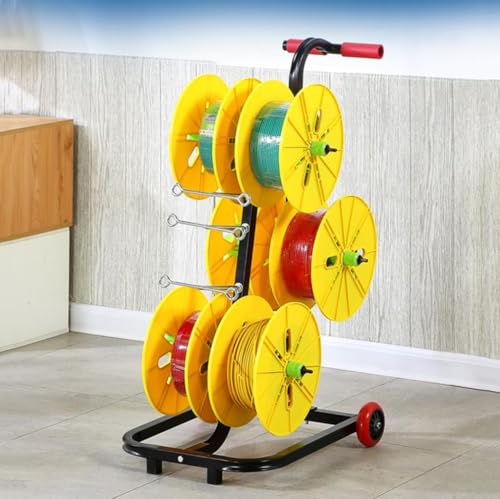 Cable Unwinding Rack With 6 Reels - Cord Disc for Construction Site, Multi-Wire Home Installation - Electrician Tool for Cable Drum