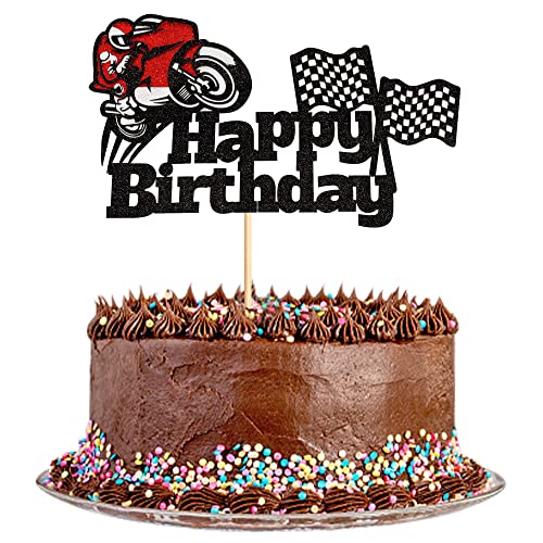 Blumomon 1 décoration de gâteau de moto « Alles Gute zum Geburtstag » - Pour les joueurs de moto - Pour le sport, les garçons et les filles - Accessoire de fête d'anniversaire