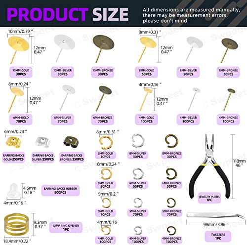 Kit fabrication boucles d'oreilles Swpeet 3053 pièces pour ateliers bijoux DIY - 2