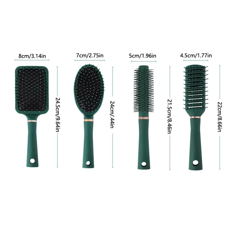 Image of Hair Brush Comb Set For Women Men 4pcs Includes Anti-Static Massage Oval Comb, Vented Detangling Brush, Round Hair Brush For Use Wet Dry Curly and Straight Hair
