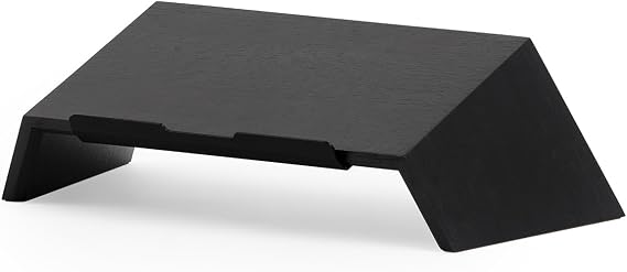 Oakywood Wooden Slanted Laptop Stand for Desk - Convenient Riser & Holder - Ergonomic Wood Stand - 45x22x14cm - for 13-14 Laptops Black