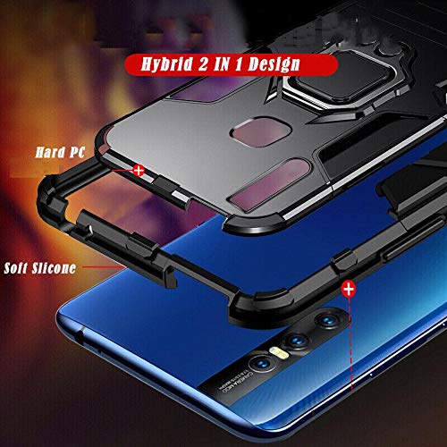 Image of REALCASE Vivo V15 Pro Case, Silicone, Thermoplastic Polyurethane Shockproof Rugged Slim Hybrid Magnetic Bracket 360 Ring Holder for Vivo V15 Pro (D5-Black)
