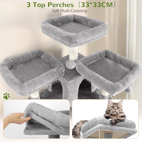 Image of Globlazer Big XL Cat Tower for Indoor Multiple Cats, F68B, Light Grey