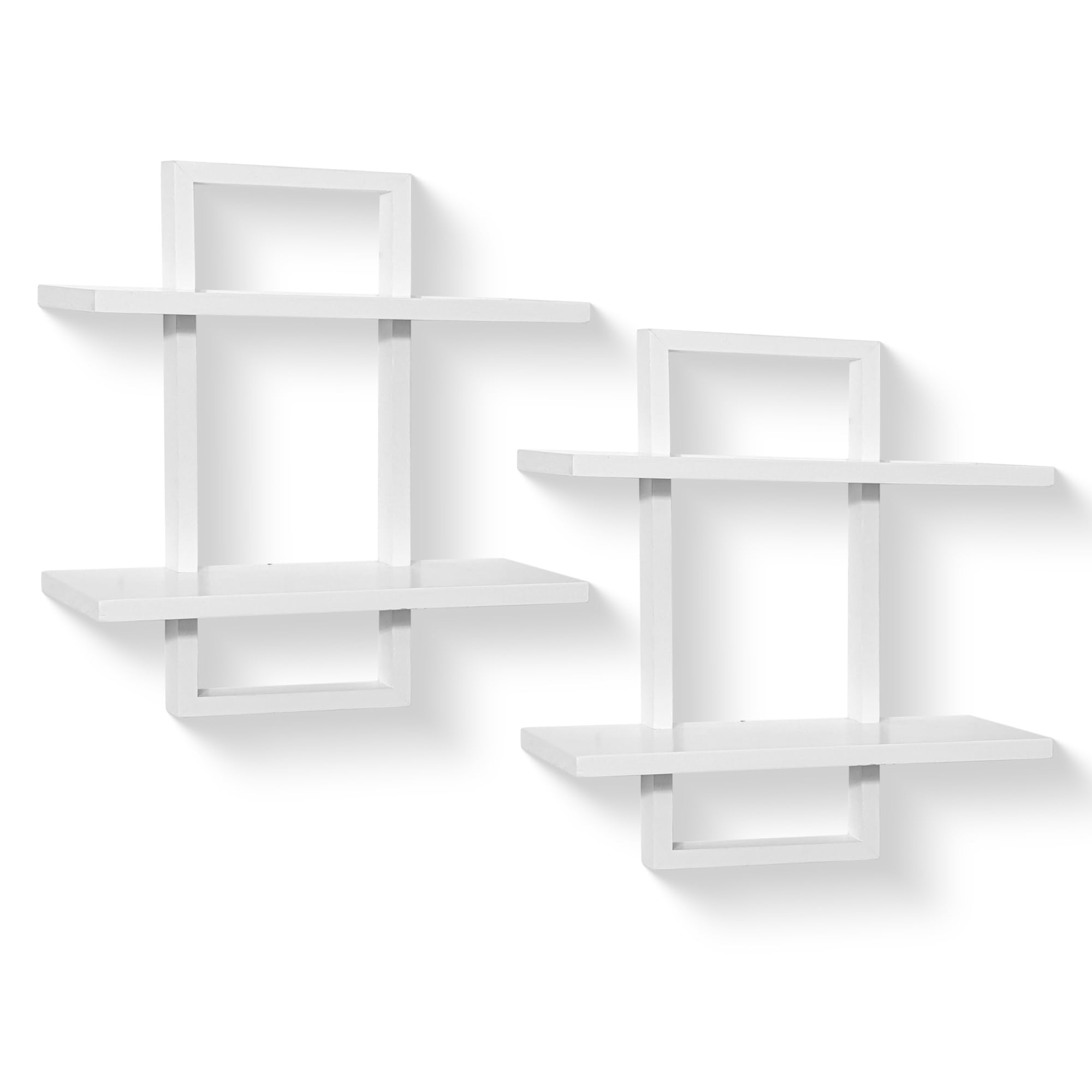 PHOENANCEE Floating Shelves for Wall,Display Hanging Shelf Set of 2,Modern Decorative Plants Shelves,Wood Home Decor Storage Chic for Living Room