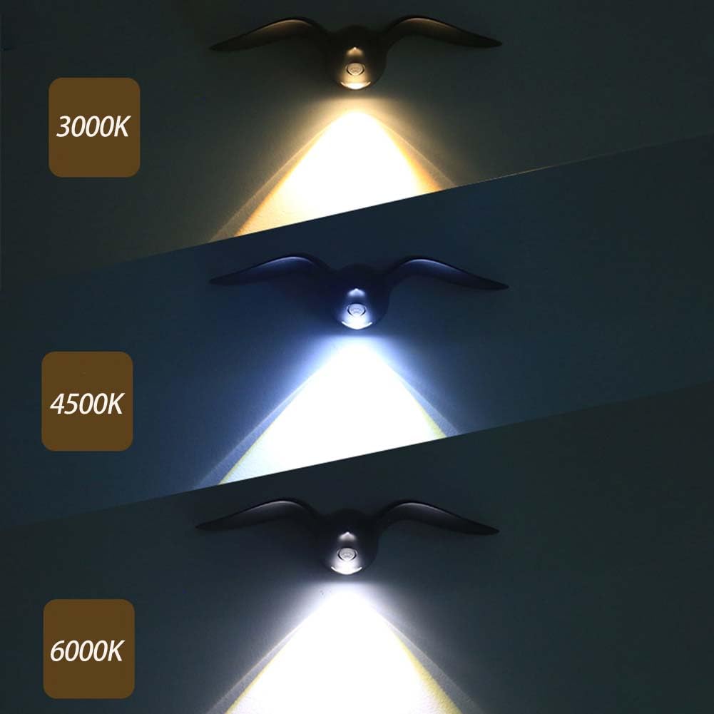 2 Stück Akku Außen Lampe Wandleuchte mit Bewegungsmelder und IP44 Wasserdicht Wandlampe Ohne Stromanschluss Dimmbar Wandlampen Kabellos Innen Wandbeleuchtung Magnetische Möwe Outdoor Leuchte Wand