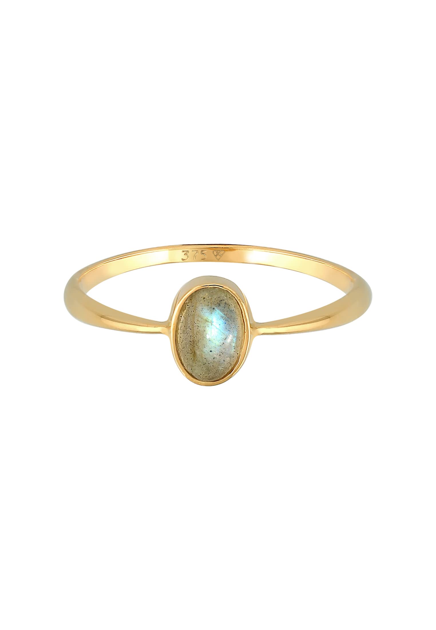 Elli Ring Damen Verlobung Solitär mit Labradorit Edelstein 375 Gelbgold