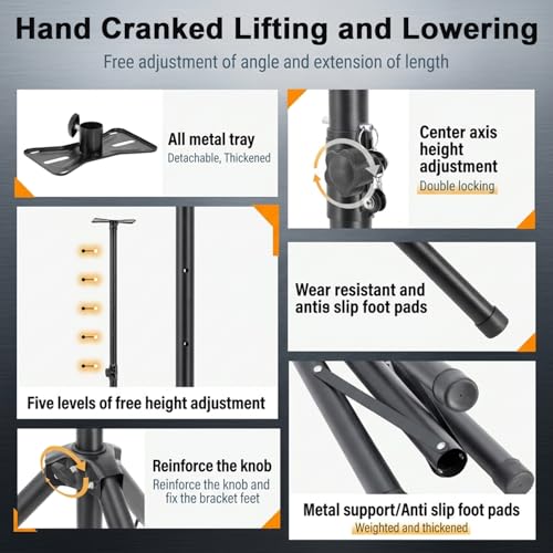 Image of HASTHIP Aluminum Tripod Speaker Stand, 90 to 180 cm Adjustable Speaker Mount Stand with Safety Lock Pin, Anti-wobbing Stable Foldable Tripod Base for DJ Live Events Home Theater Studio and Outdoor