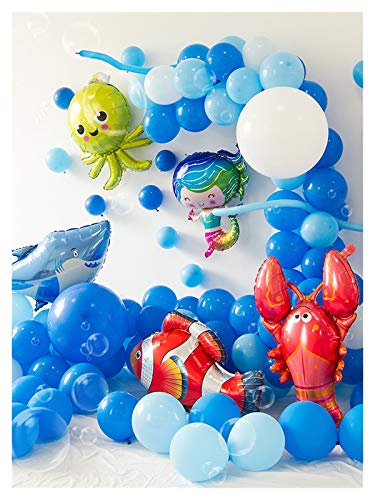 junfeng Ballon Ocean Animal Ballon Guirlande Blue Sea Princess Mermaid Ballon Baby Girl 1er Anniversaire Parti Ballons Enfants Bleu Ballon (Color : Set E) Cover