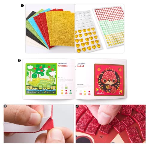 Jar Melo Mosaic Stickers for Kids; Mosaic Arts and Crafts for Kids; Sticker-by-Number Toddler Activities, 8 Sheets Animal Homeland Cartoon Cards , Gift Toys for 2 3 4 5 6 7 8+ Year Old Kids - Thumbnail 4