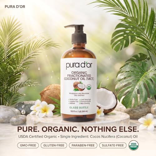 PURA D'OR ORGANIC Fractionated Coconut Oil MCT (GLASS BOTTLE), 16.9oz - image 6