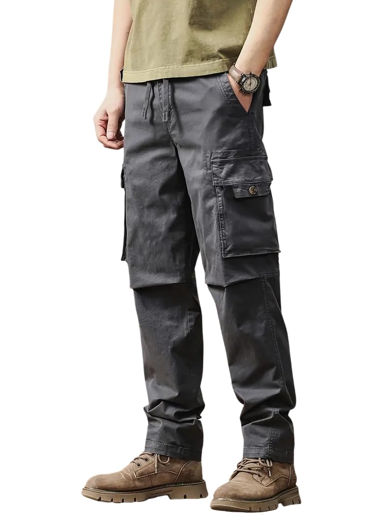 TAGAS Men’s Cotton Cargo Pants Gray Grey - Image 1