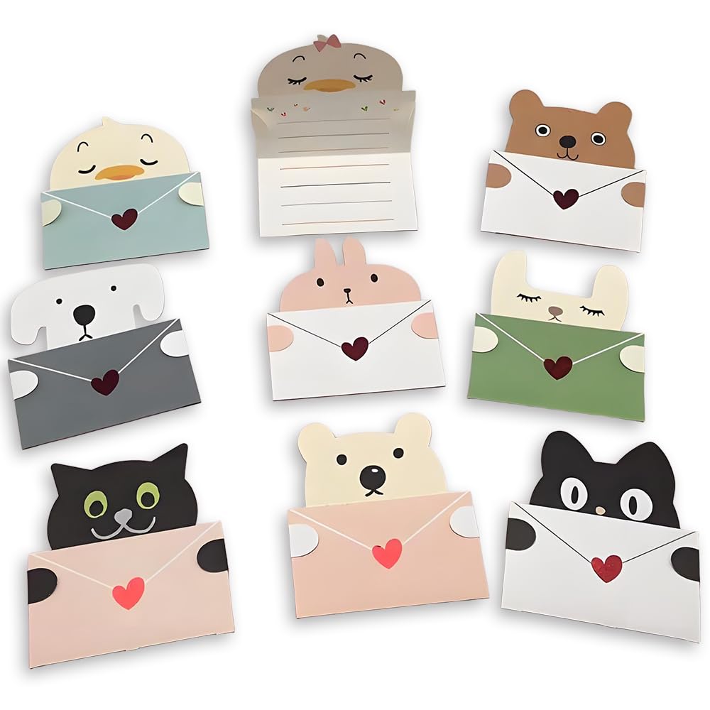 Amazon | 動物 メッセージカード ミニレターセット 9種セット 猫