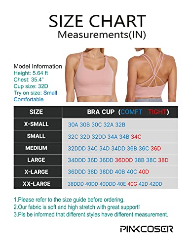 Pinkcoser Women's Workout Crop Tops Padded Strappy Sports Bra Wirefree Yoga Bra #TOP3