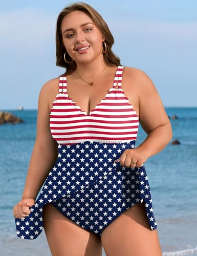 Image of Charmo Plus Size Swimsuit for Women Swim Dress Scalloped One Piece Tummy Control Bathing Suit Ruched Swim Suits 2026