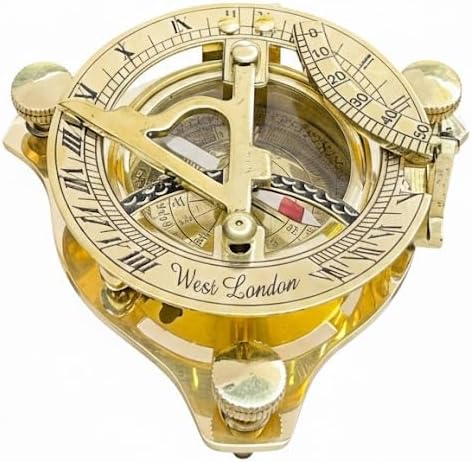 5” Navigation Pocket Sundial Compass Inspired by Maritime History, Functional Brass Compass with Classy Nautical Finish, Meaningful Antique Gifts for Men and Nautical Décor Lovers