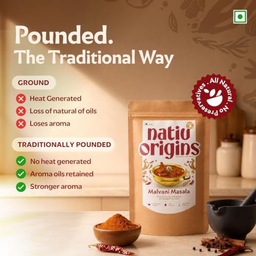 Image of NativOrigins Malvani Masala Powder 200g | Slow-Roasted & Traditionally Pounded | 22 Whole Spices | Coastal Maharashtrian Masala | For Fish Curry, Chicken, Prawns & Coastal Curries | No Additives