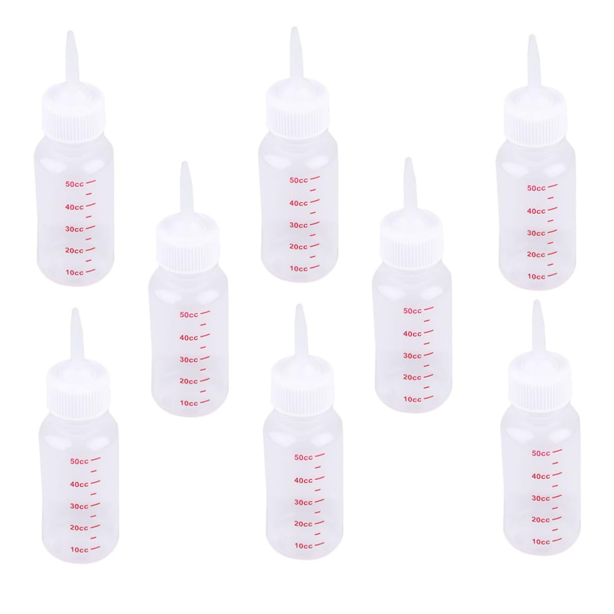 Hohopeti 8Pcs Silicone Pet Nursing Bottles for Cats and Dogs Pointed Pacifier Bottles and Feeding Accessories for Small Animals Scale Line Design